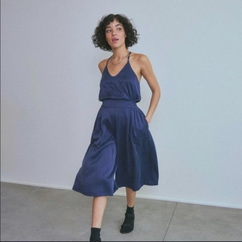 Lunya Washable Silk Pajama Set wide leg crop pant
